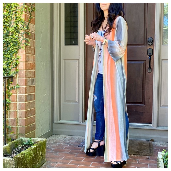 ✨LAST✨GORGEOUS MULTI COLOR SIDE SLIT LONG DUSTER - Picture 3 of 8